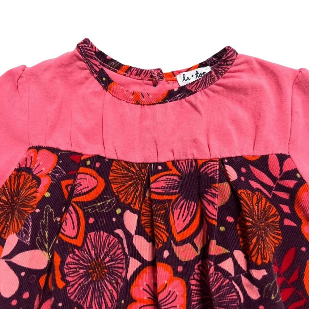 Le Top 18m Purple & Pink Floral Corduroy Dress